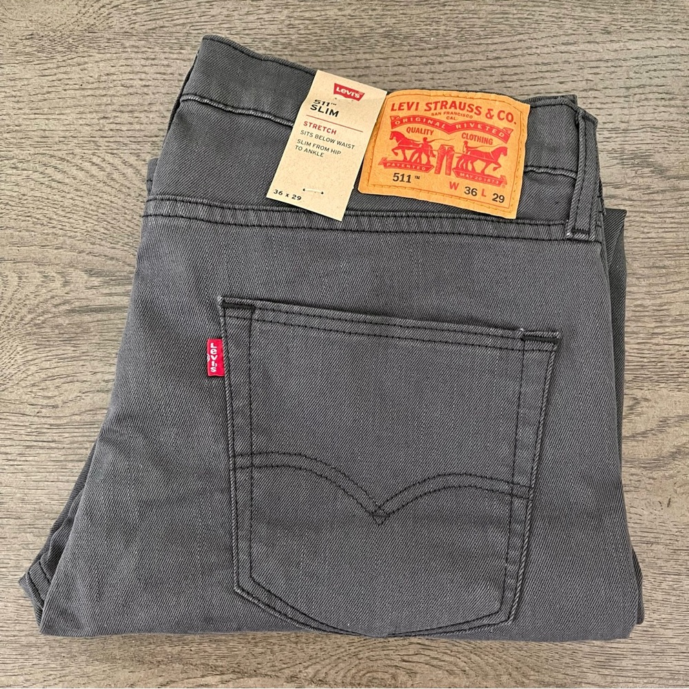 NWT | Levi’s | Men's Size 36x29 511 Slim Stretch Denim Jeans in Dark Gray